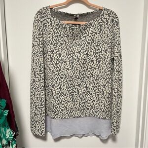 KUT From the Kloth Leopard Print Layered Long Sleeve Blouse LARGE